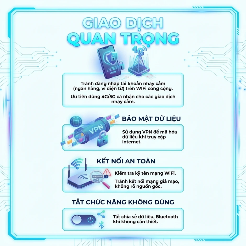 Cảnh báo nguy cơ khi sử dụng WiFi công cộng: Bảo vệ thông tin cá nhân năm 2026 Cảnh báo nguy cơ khi sử dụng WiFi công cộng: Bảo vệ thông tin cá nhân năm 2026