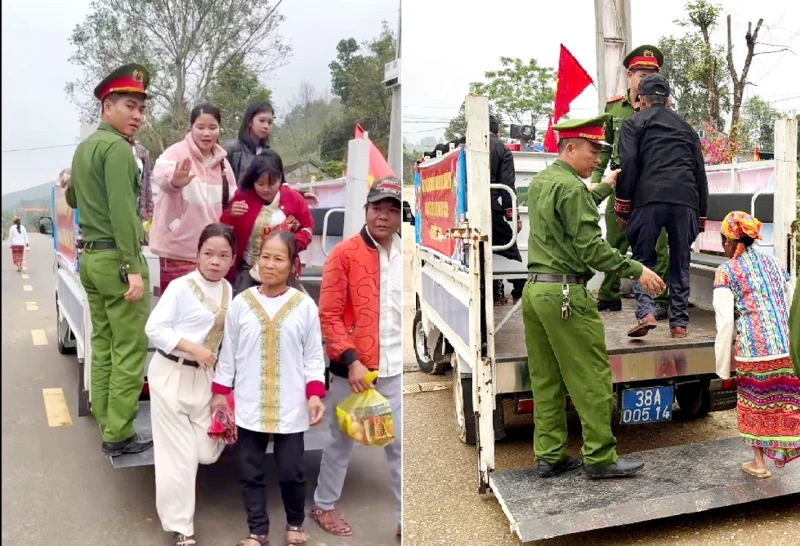 Cảnh sát dùng xe chuyên dụng hỗ trợ cử tri dân tộc Chứt đi bỏ phiếu Cảnh sát dùng xe chuyên dụng hỗ trợ cử tri dân tộc Chứt đi bỏ phiếu