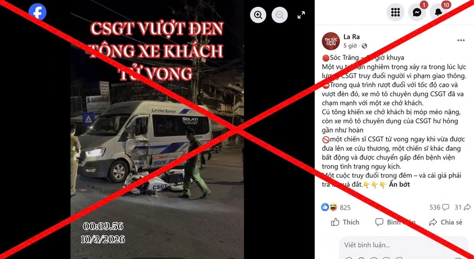 Công an Cần Thơ bác tin 'CSGT vượt đèn đỏ tông xe khách, 1 chiến sĩ tử vong' Công an Cần Thơ bác tin 'CSGT vượt đèn đỏ tông xe khách, 1 chiến sĩ tử vong'