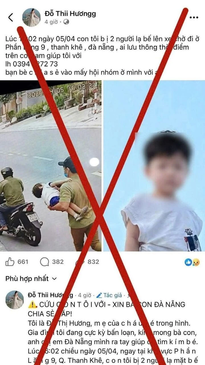 Công an Đà Nẵng khẳng định thông tin cháu bé bị bắt cóc là bịa đặt Công an Đà Nẵng khẳng định thông tin cháu bé bị bắt cóc là bịa đặt