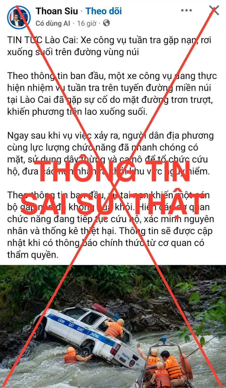 Công an Lào Cai bác bỏ tin đồn xe công vụ lao xuống suối gây hoang mang dư luận Công an Lào Cai bác bỏ tin đồn xe công vụ lao xuống suối gây hoang mang dư luận