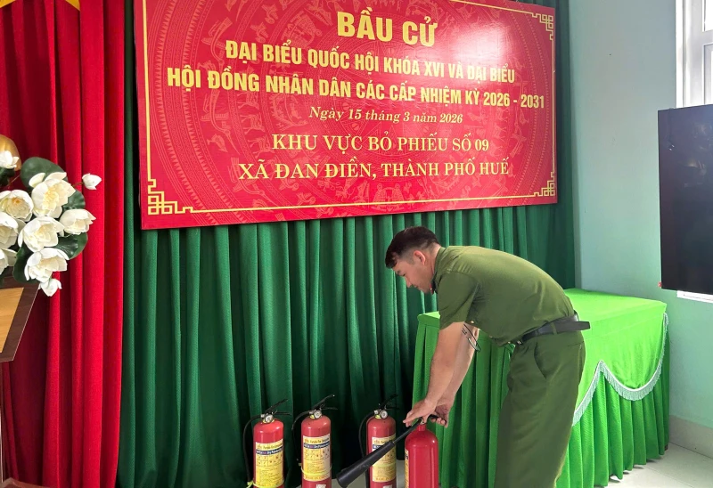 Công an TP Huế tăng cường kiểm tra, đảm bảo an toàn PCCC tại các điểm bầu cử