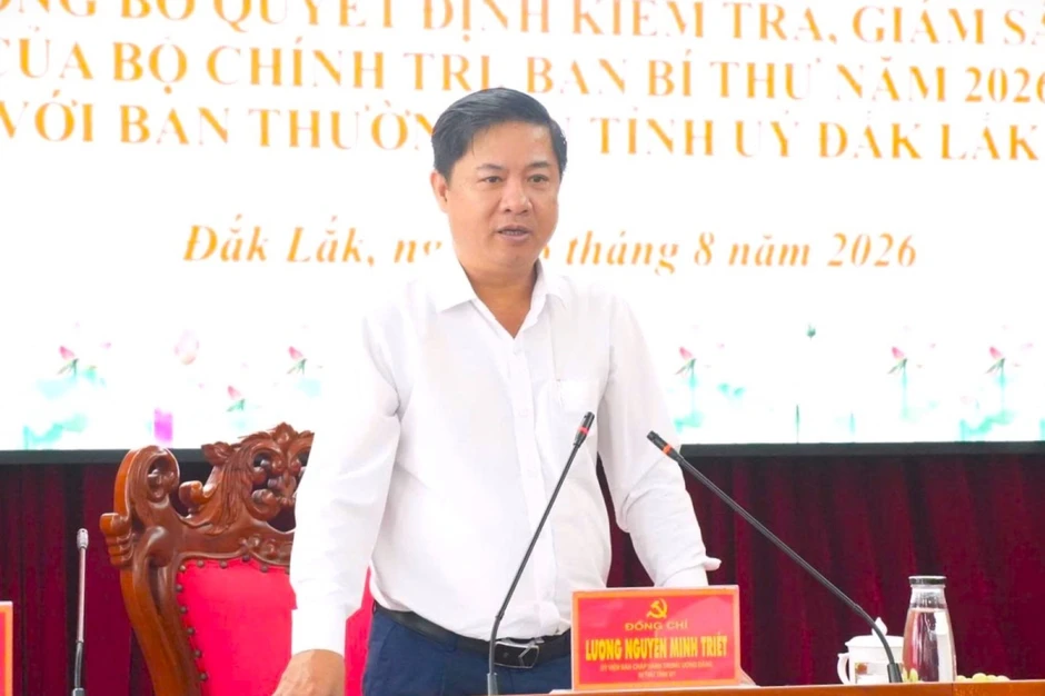 Công bố quyết định kiểm tra, giám sát đối với Ban Thường vụ Tỉnh ủy Đắk Lắk