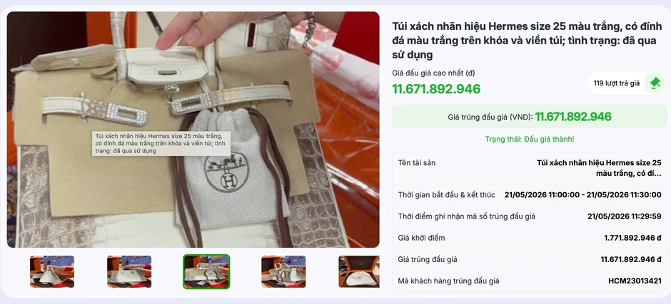 Đấu giá thành 2 túi HERMES của bà Trương Mỹ Lan