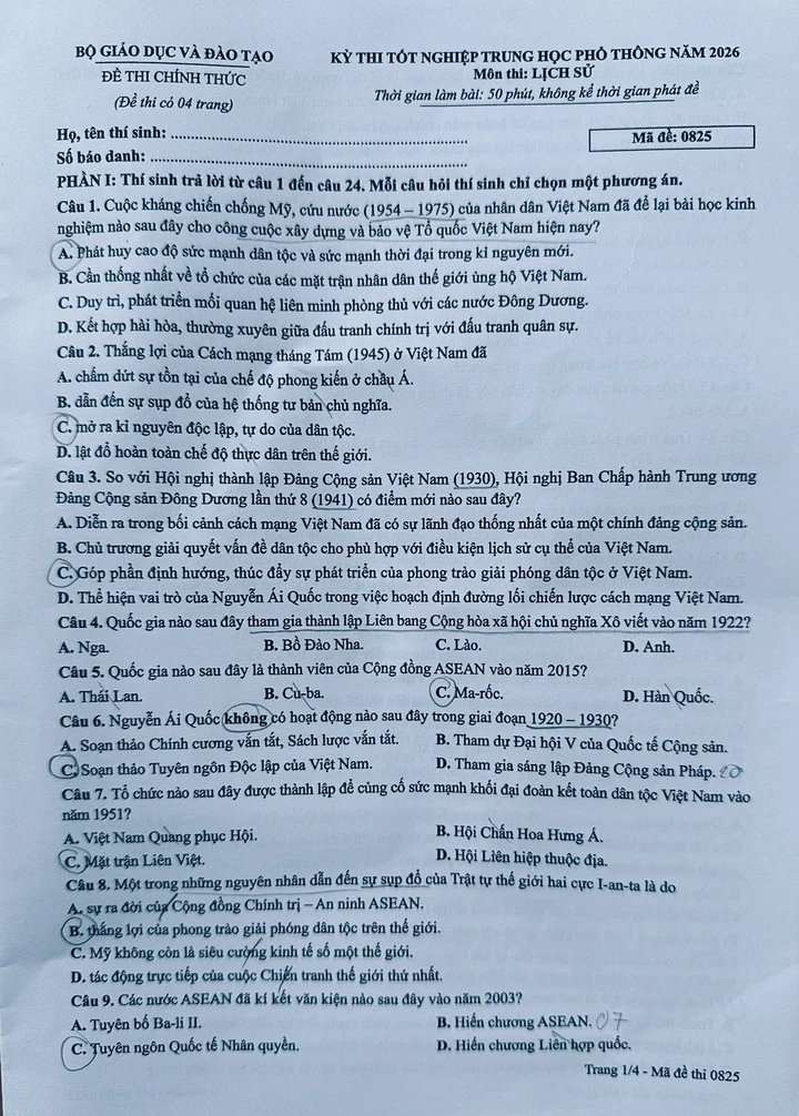 Đề thi môn Lịch sử tốt nghiệp THPT 2026 chính xác nhất Đề thi môn Lịch sử tốt nghiệp THPT 2026 chính xác nhất