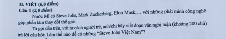Đề văn tốt nghiệp THPT 2026: Công bằng cho thí sinh không biết Steve Jobs là ai?