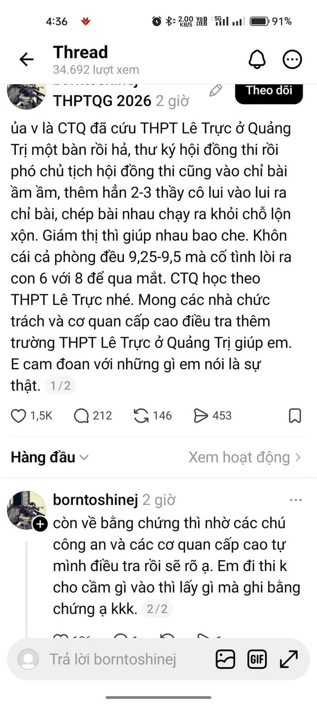 Điều tra khẩn liên quan đến gian lận tại kỳ thi tốt nghiệp THPT 2026 ở Quảng Trị
