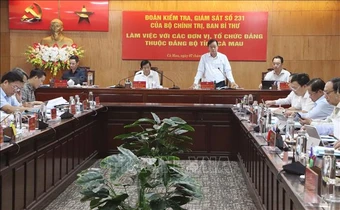 Đoàn kiểm tra giám sát số 231 làm việc với Đảng bộ tỉnh Cà Mau
