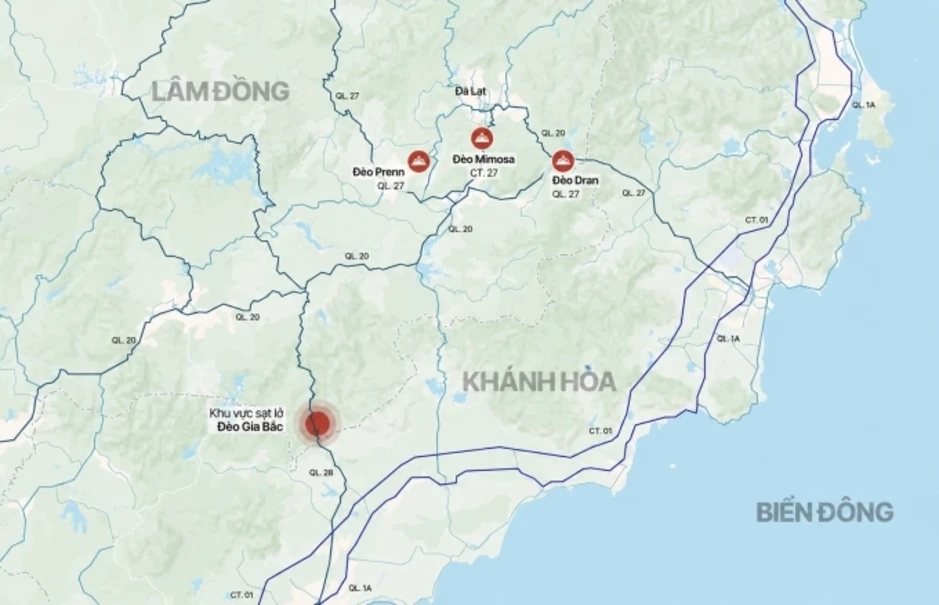 Đóng đèo Gia Bắc trên tuyến Phan Thiết đi Đà Lạt để khắc phục sạt lở Đóng đèo Gia Bắc trên tuyến Phan Thiết đi Đà Lạt để khắc phục sạt lở
