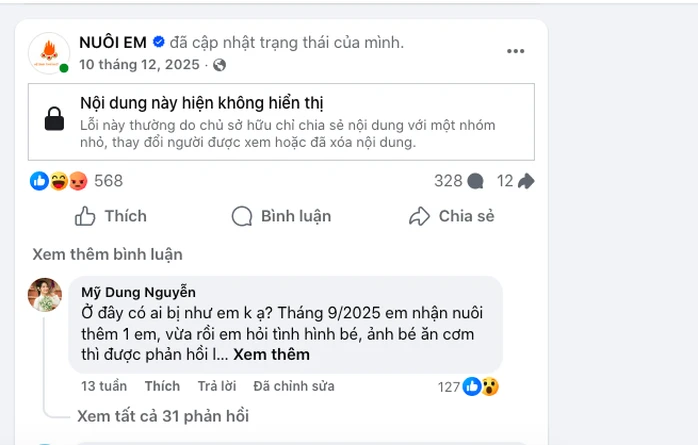 Facebook ông Hoàng Hoa Trung biến mất, dự án "Nuôi em" lại "nóng" Facebook ông Hoàng Hoa Trung biến mất, dự án "Nuôi em" lại "nóng"