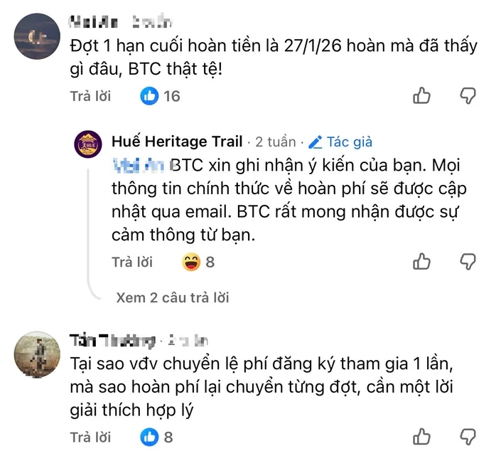 Giải chạy Huế bị hủy chưa hoàn phí cho VĐV, có thể mời công an vào cuộc Giải chạy Huế bị hủy chưa hoàn phí cho VĐV, có thể mời công an vào cuộc