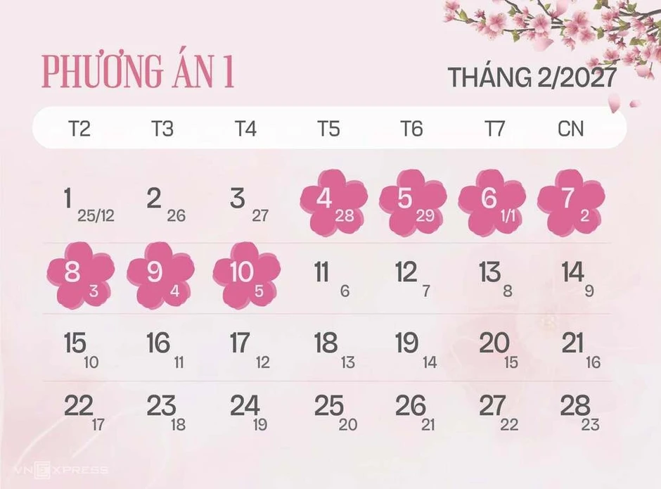 Hai phương án nghỉ Tết Đinh Mùi Hai phương án nghỉ Tết Đinh Mùi