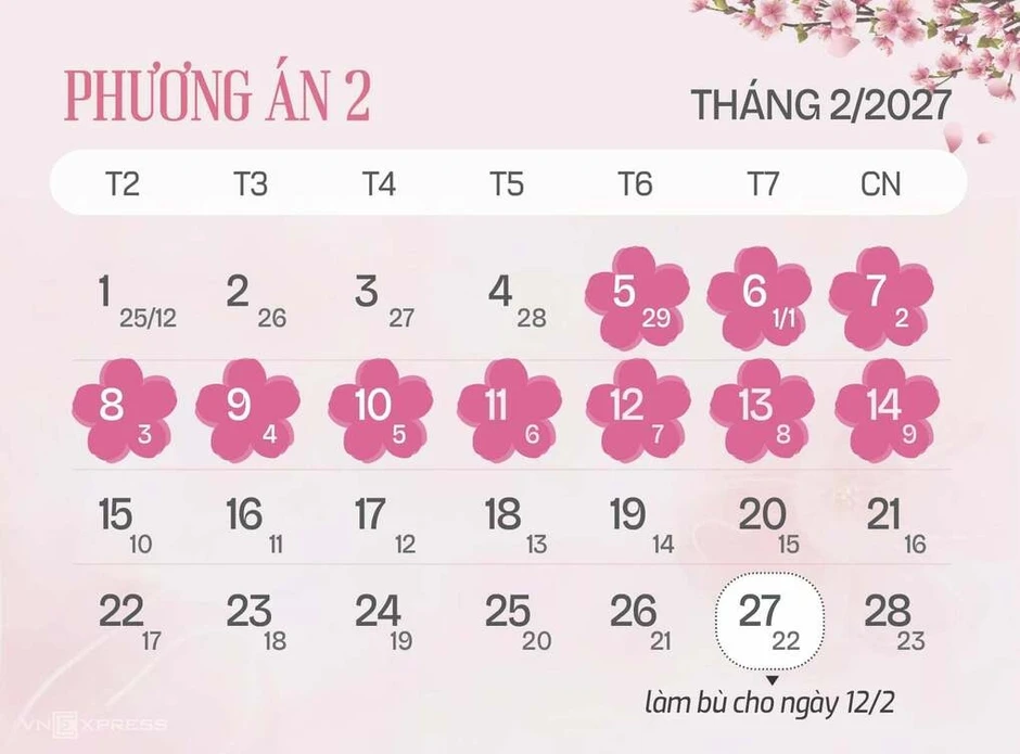 Hai phương án nghỉ Tết Đinh Mùi Hai phương án nghỉ Tết Đinh Mùi