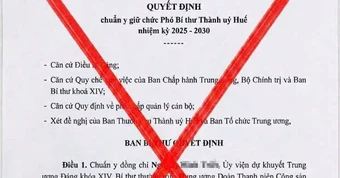 Huế cảnh báo văn bản giả mạo về chuẩn y Phó Bí thư Thành ủy