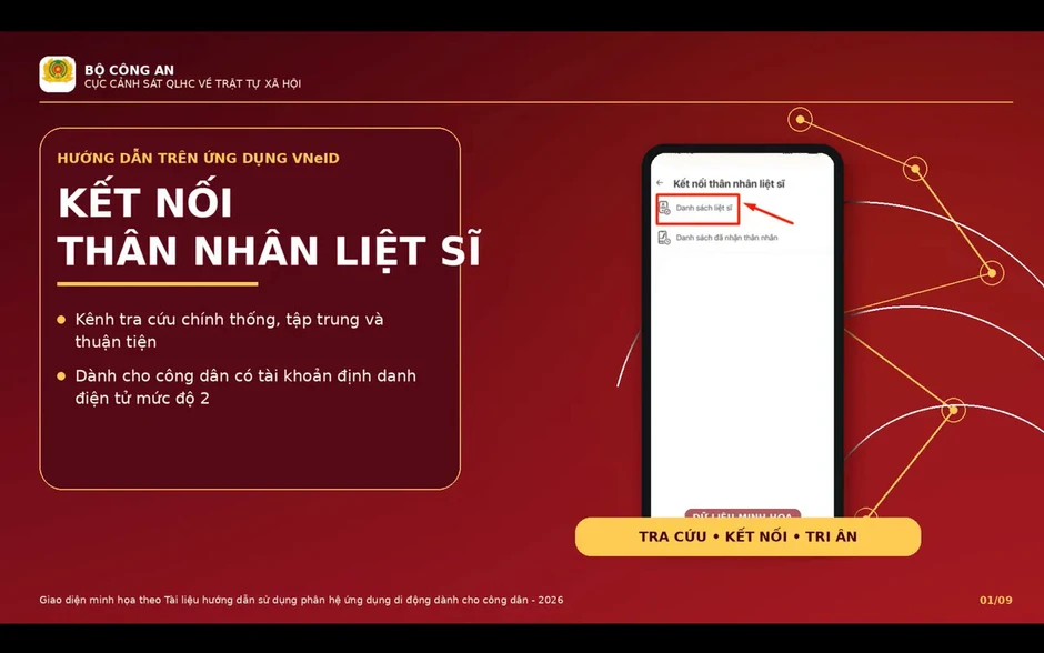 Hướng dẫn tra cứu thông tin liệt sĩ và nhận thân nhân trên ứng dụng VNeID Hướng dẫn tra cứu thông tin liệt sĩ và nhận thân nhân trên ứng dụng VNeID