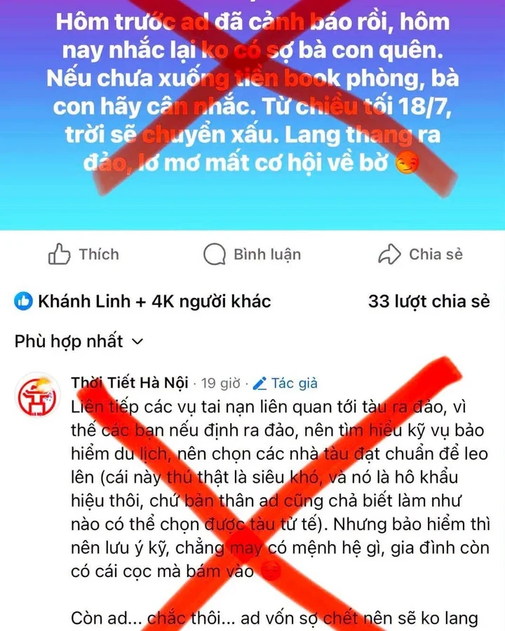 Làm rõ fanpage tung tin xấu về thời tiết Quảng Ninh, gây hoang mang dư luận