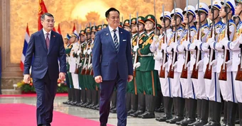 Lễ đón Thủ tướng Thái Lan Anutin Charnvirakul tại Việt Nam ngày 8 tháng 6 năm 2026