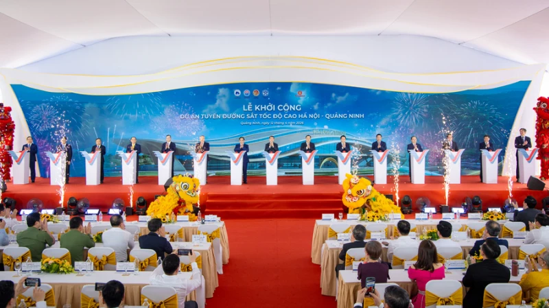 Lễ khởi công dự án tuyến đường sắt tốc độ cao Hà Nội-Quảng Ninh Lễ khởi công dự án tuyến đường sắt tốc độ cao Hà Nội-Quảng Ninh