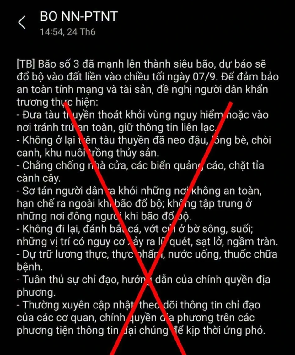 Lỗi kỹ thuật khiến nhiều người dân nhận tin nhắn cảnh báo bão từ năm 2024 Lỗi kỹ thuật khiến nhiều người dân nhận tin nhắn cảnh báo bão từ năm 2024