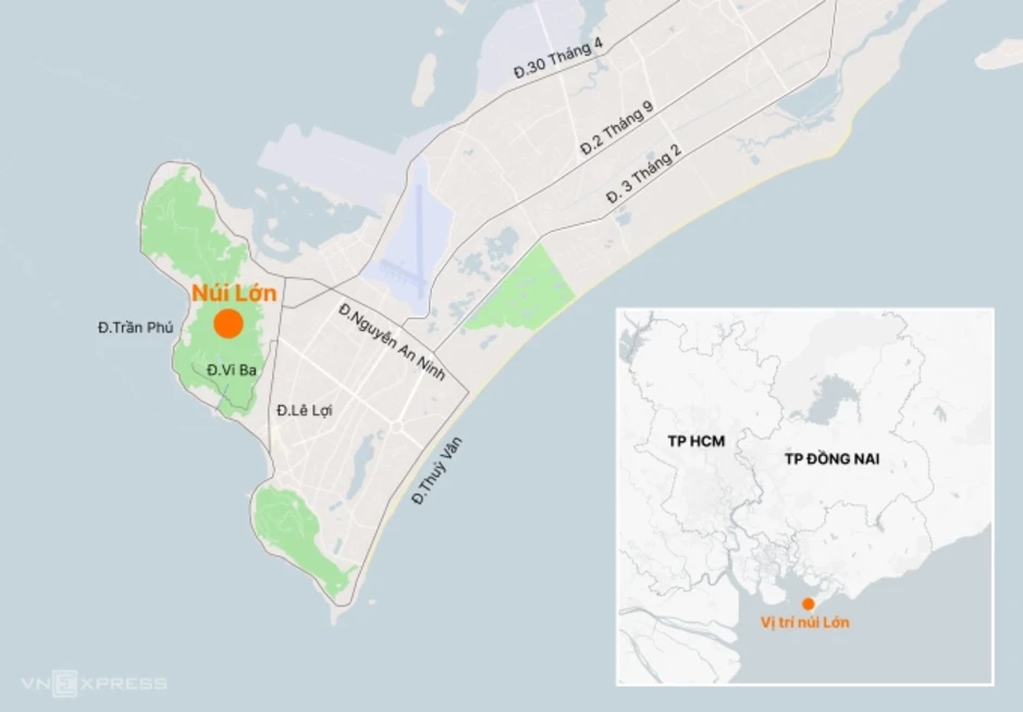 Mở thông tuyến đường 10 km xuyên núi Lớn ở Vũng Tàu Mở thông tuyến đường 10 km xuyên núi Lớn ở Vũng Tàu