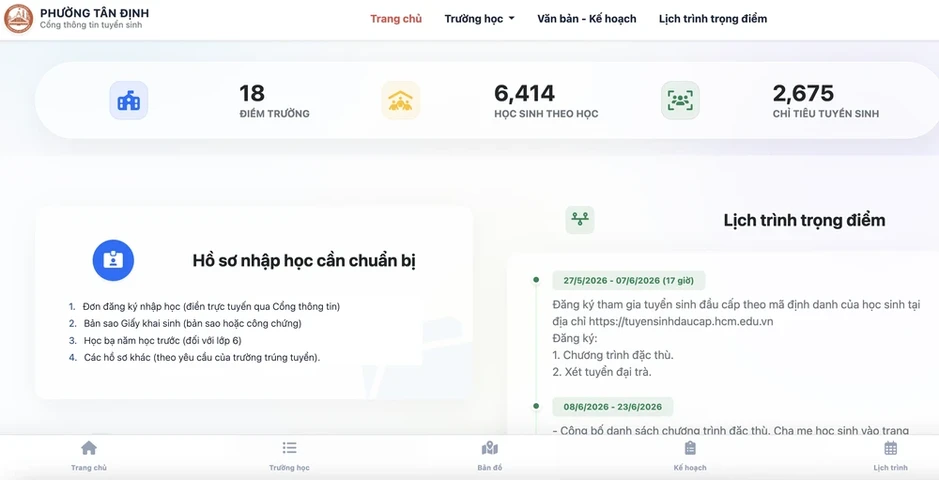 'Một chạm' tra cứu tuyển sinh đầu cấp ở phường Tân Định, TP.HCM 'Một chạm' tra cứu tuyển sinh đầu cấp ở phường Tân Định, TP.HCM