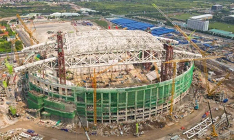 Mục sở thị mái vòm 8.600 tấn tự đóng mở của sân vận động PVF ở Hưng Yên