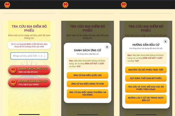 Nhiều phường ở TP.HCM triển khai công cụ tra cứu giúp người dân tìm điểm bỏ phiếu chỉ trong vài giây Nhiều phường ở TP.HCM triển khai công cụ tra cứu giúp người dân tìm điểm bỏ phiếu chỉ trong vài giây