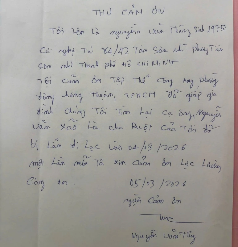 Những lá thư cảm ơn đầy cảm xúc gửi Công an Những lá thư cảm ơn đầy cảm xúc gửi Công an