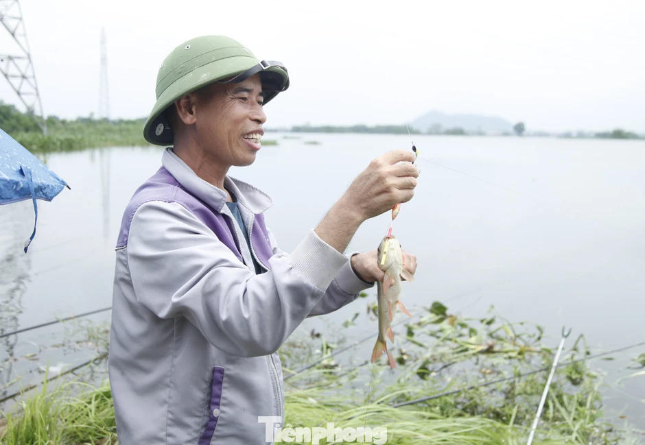 Nước lũ dâng, 'cần thủ' đua nhau săn cá
