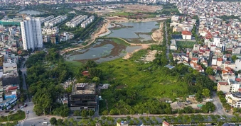 Sau hơn 1 năm thi công, hồ điều hòa gần 14ha ở Hà Nội dần thành hình
