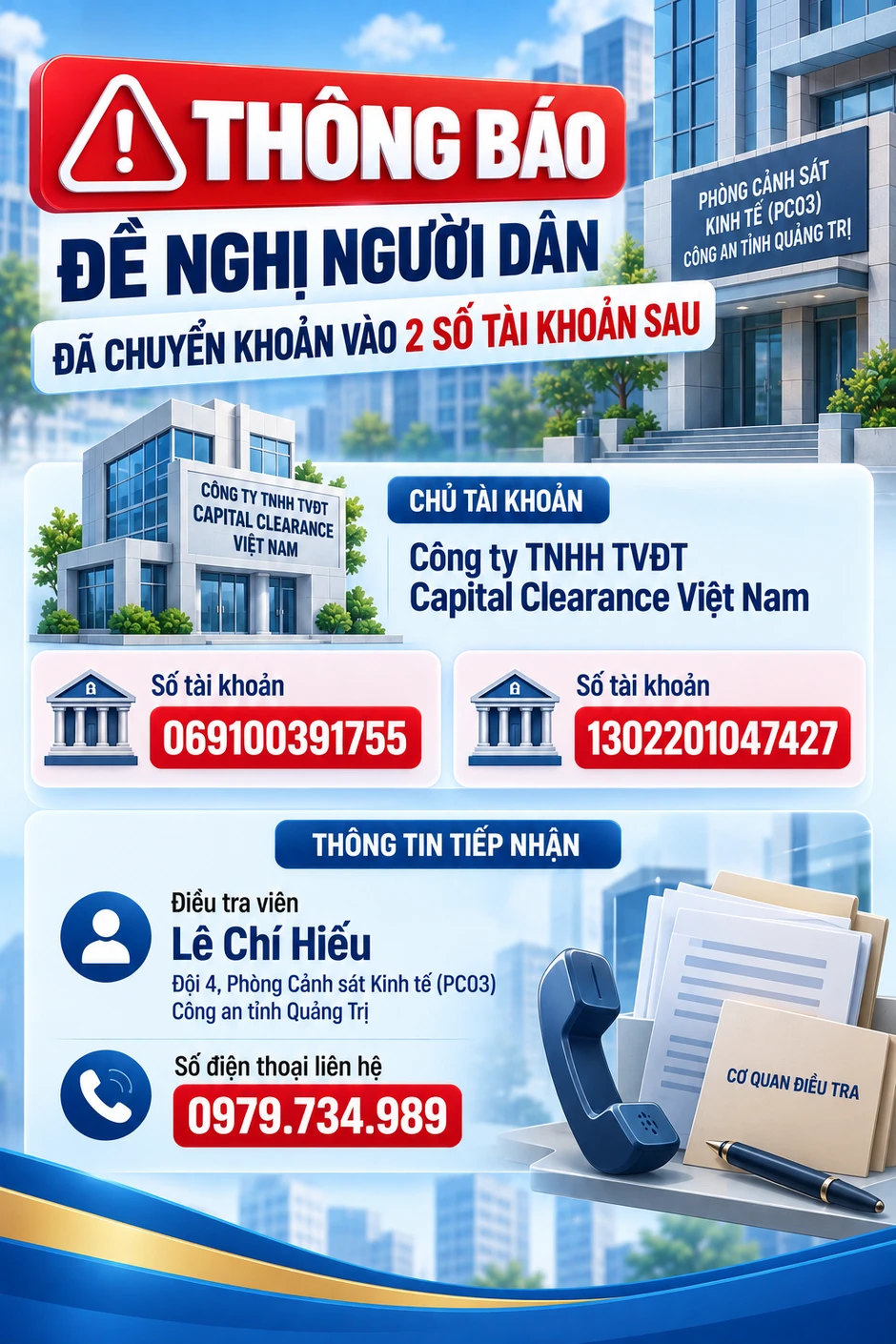 Tất cả người dân có tài khoản ngân hàng chú ý công an đang điều tra các giao dịch chuyển tiền sau Tất cả người dân có tài khoản ngân hàng chú ý công an đang điều tra các giao dịch chuyển tiền sau