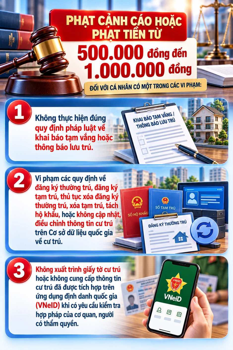 Tất cả người dân có tạm trú, tạm vắng chú ý quy định phạt tiền tới 1 triệu đồng
