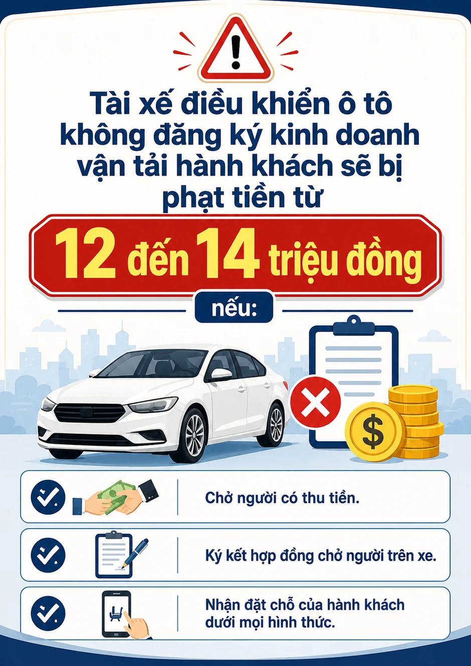 Tất cả tài xế chú ý quy định xử phạt vi phạm giao thông tới 12 triệu đồng từ 15/8 Tất cả tài xế chú ý quy định xử phạt vi phạm giao thông tới 12 triệu đồng từ 15/8