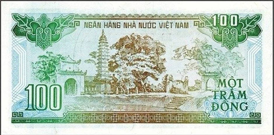 Tháp chùa Phổ Minh 700 năm tuổi in trên tờ tiền 100 đồng Tháp chùa Phổ Minh 700 năm tuổi in trên tờ tiền 100 đồng