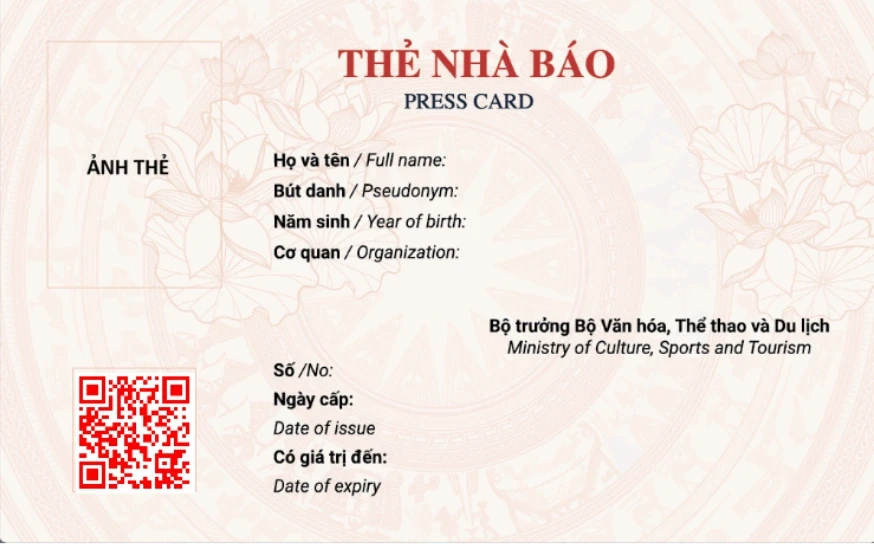 Thẻ nhà báo mới tích hợp mã QR xác thực theo thời gian thực Thẻ nhà báo mới tích hợp mã QR xác thực theo thời gian thực