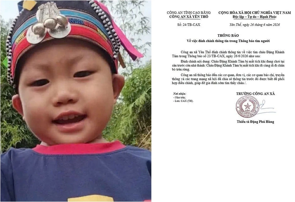 Thông báo khẩn về bé trai gần 2 tuổi mất tích ở Cao Bằng Thông báo khẩn về bé trai gần 2 tuổi mất tích ở Cao Bằng