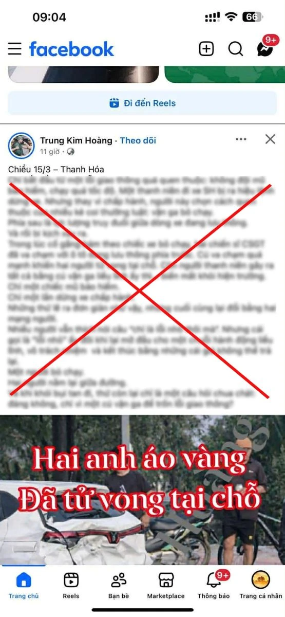 Thông tin sai về 2 CSGT thanh hóa tử vong khi truy đuổi vi phạm giao thông