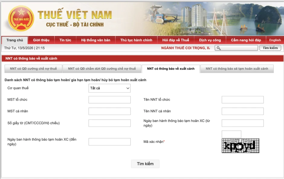 Thông tin về trường hợp bị cấm xuất cảnh vì nợ thuế Thông tin về trường hợp bị cấm xuất cảnh vì nợ thuế