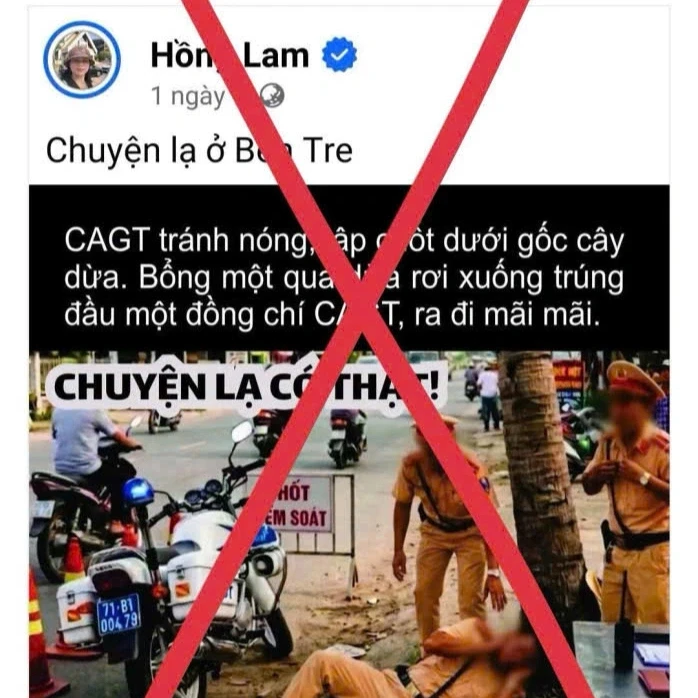 Tin "CSGT bị dừa rơi trúng đầu tử vong" là hoàn toàn sai sự thật Tin "CSGT bị dừa rơi trúng đầu tử vong" là hoàn toàn sai sự thật