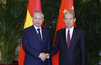 Tổng Bí thư, Chủ tịch nước Tô Lâm hội kiến Ủy viên trưởng Nhân đại toàn quốc Trung Quốc