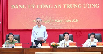 Tổng Bí thư Tô Lâm chỉ đạo Hội nghị Đảng ủy Công an Trung ương Quý I-2026