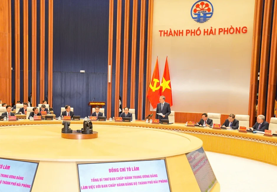Tổng Bí thư Tô Lâm: Hải Phòng phải vươn lên trở thành cực tăng trưởng dẫn dắt ở phía Bắc Tổng Bí thư Tô Lâm: Hải Phòng phải vươn lên trở thành cực tăng trưởng dẫn dắt ở phía Bắc