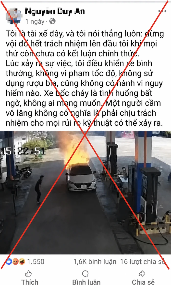 Vụ cháy xe làm 2 người chết: Xuất hiện tài khoản mạng xã hội nhận là tài xế Vụ cháy xe làm 2 người chết: Xuất hiện tài khoản mạng xã hội nhận là tài xế
