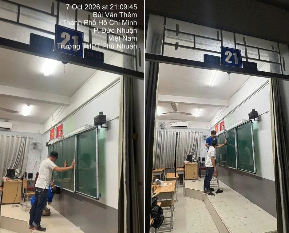 Vụ lớp 12 thiếu bảng, giáo viên phải viết lên tường: Lắp bảng mới trong đêm Vụ lớp 12 thiếu bảng, giáo viên phải viết lên tường: Lắp bảng mới trong đêm
