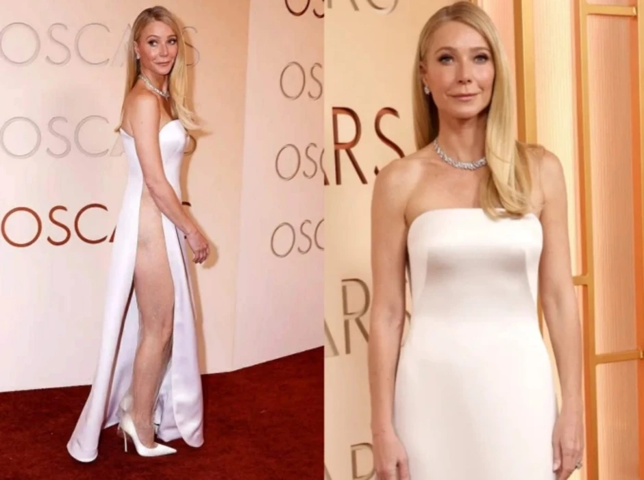 Gwyneth Paltrow gây tranh cãi khi diện váy xẻ cao Gwyneth Paltrow gây tranh cãi khi diện váy xẻ cao