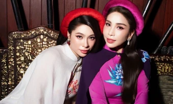 Lý Hương cùng con gái làm mẫu áo dài