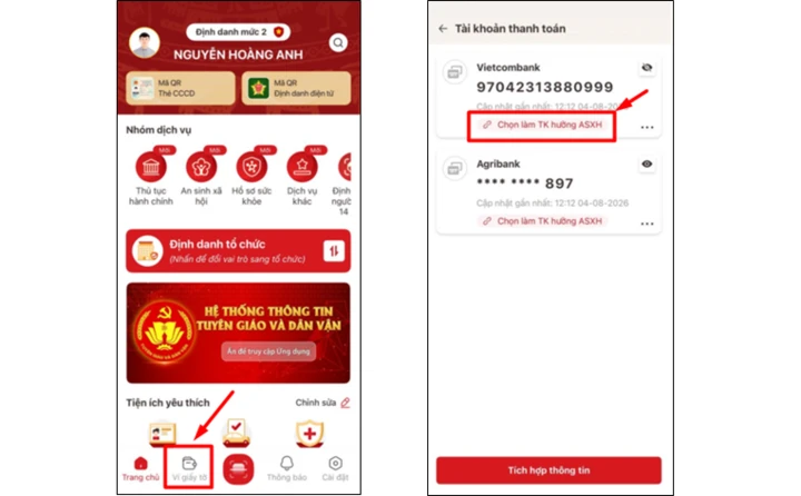 Hướng dẫn tích hợp tài khoản thanh toán trên ứng dụng VNeID Hướng dẫn tích hợp tài khoản thanh toán trên ứng dụng VNeID