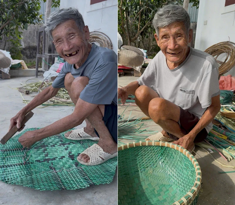 Cụ ông U100 ở Nghệ An ngày ăn 5 bữa, tự đạp xe đi chợ, đan lát khéo tay