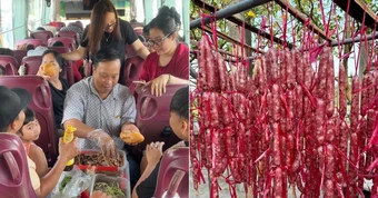 Gia đình 45 người đi du xuân, mang theo 20 con vịt, gà, 30kg lạp xưởng