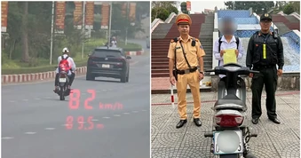 Nam sinh 16 tuổi chạy xe máy hơn 80km/h, quay đầu khi gặp CSGT